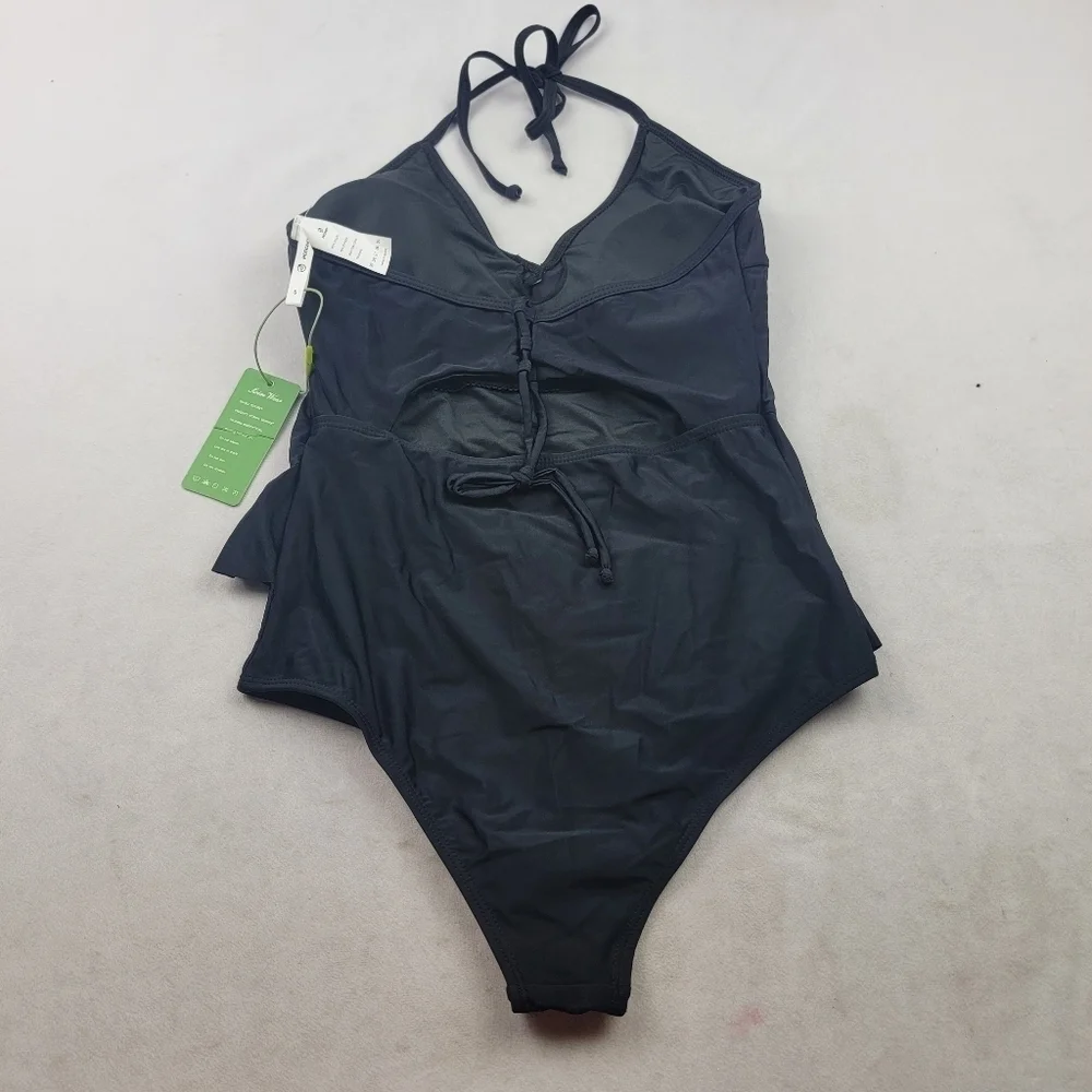 NWT Peddney one piece‎ ruffle cutout laceup back bathingsuit